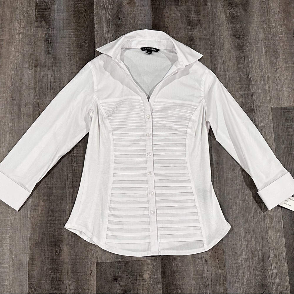 New Women’s Small Zac & Rachel Textured White Button Up